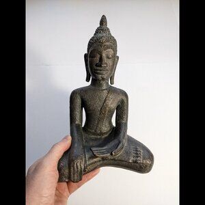 Earth-Touching Seated Buddah Statuette Louvre Museum Casting 9.5 inch France